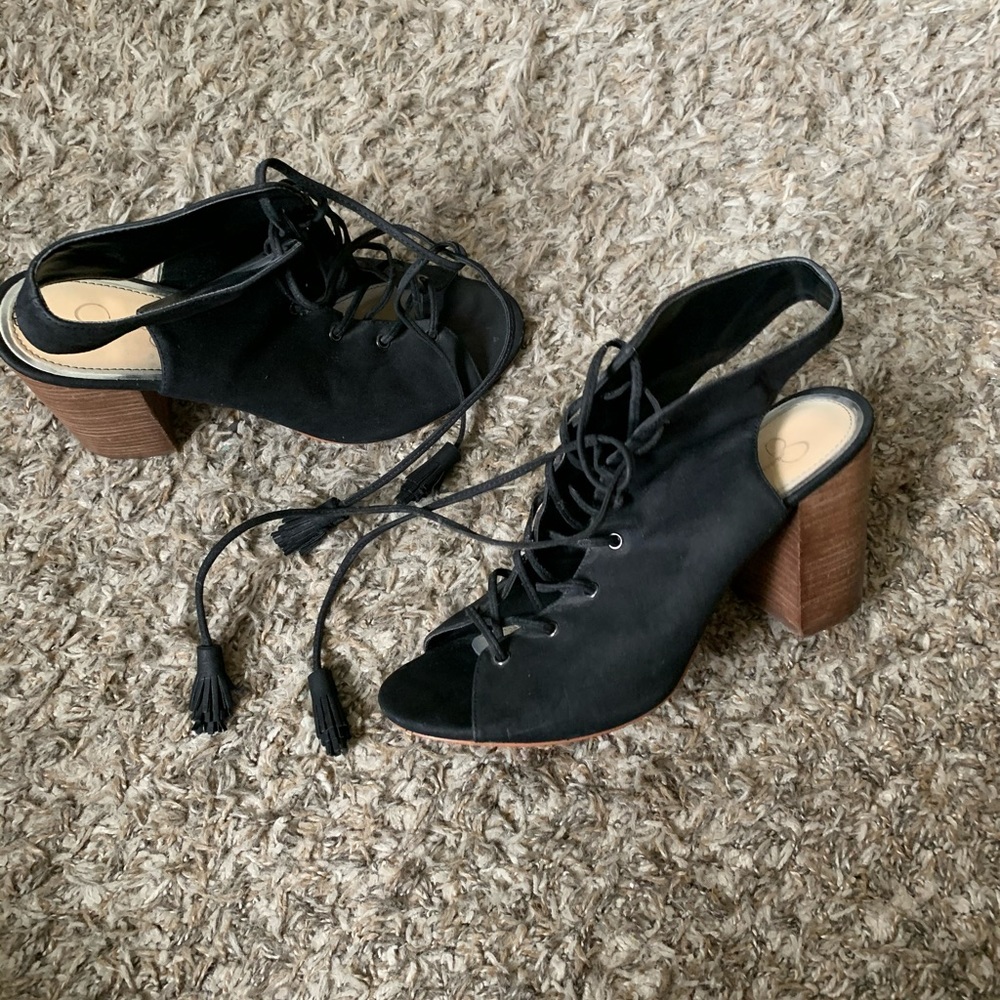 Jessica simpson lace up peep toe booties